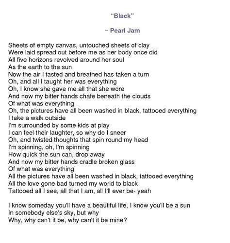 Pearl Jam – Black Lyrics .